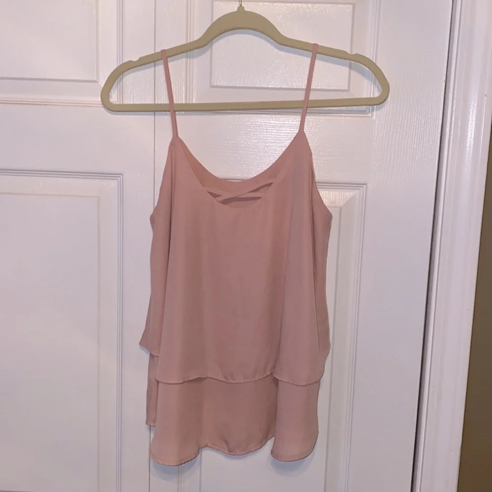 Boutique Light Pink Spaghetti Strap Blouse - Picture 2 of 3